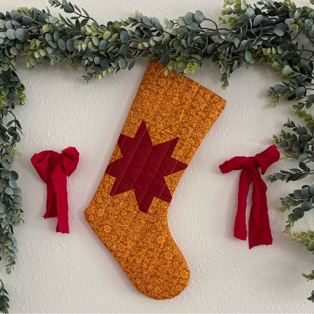 Festive Orange and Red Holiday Stocking